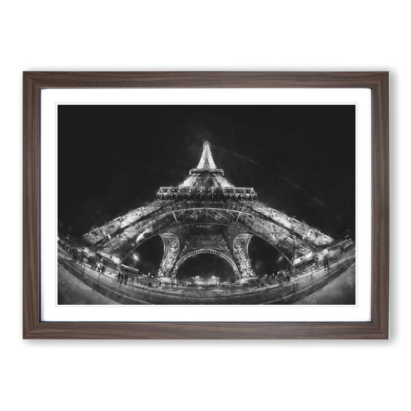 Eiffel Tower Vol.5 - Picture Frame Graphic Art, 27cm H x 36cm W x 2cm D, Walnut Framed
