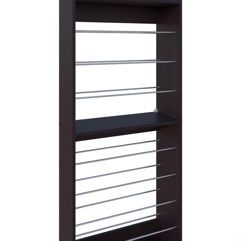 Tall Open Shoe Rack With Metal Rails And Multi-Tier Shelves