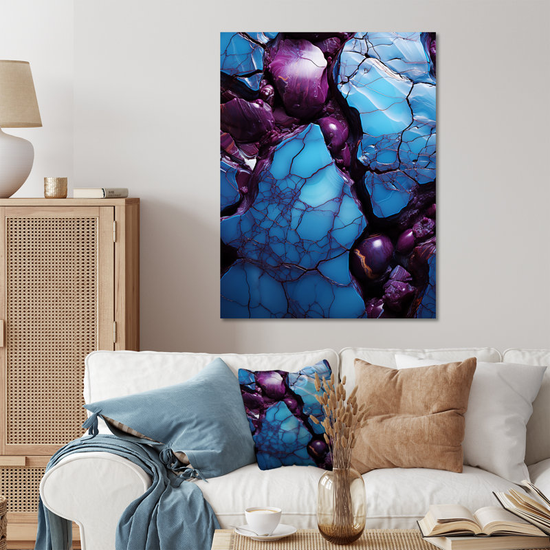 Bleu et mauve sans soudure Marble River I - décoration murale abstraite en métal, H 20 po x l 12 po x P 1 po