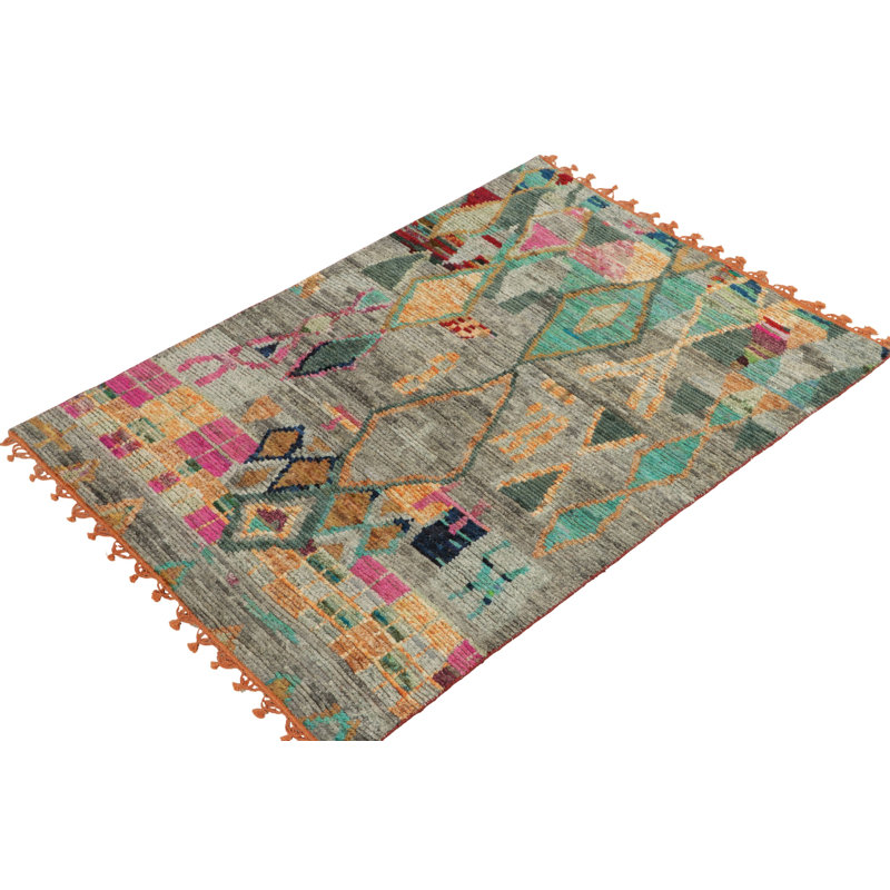 Moroccan Hand Knotted Area Rug, Rectangle 6' x 9'
