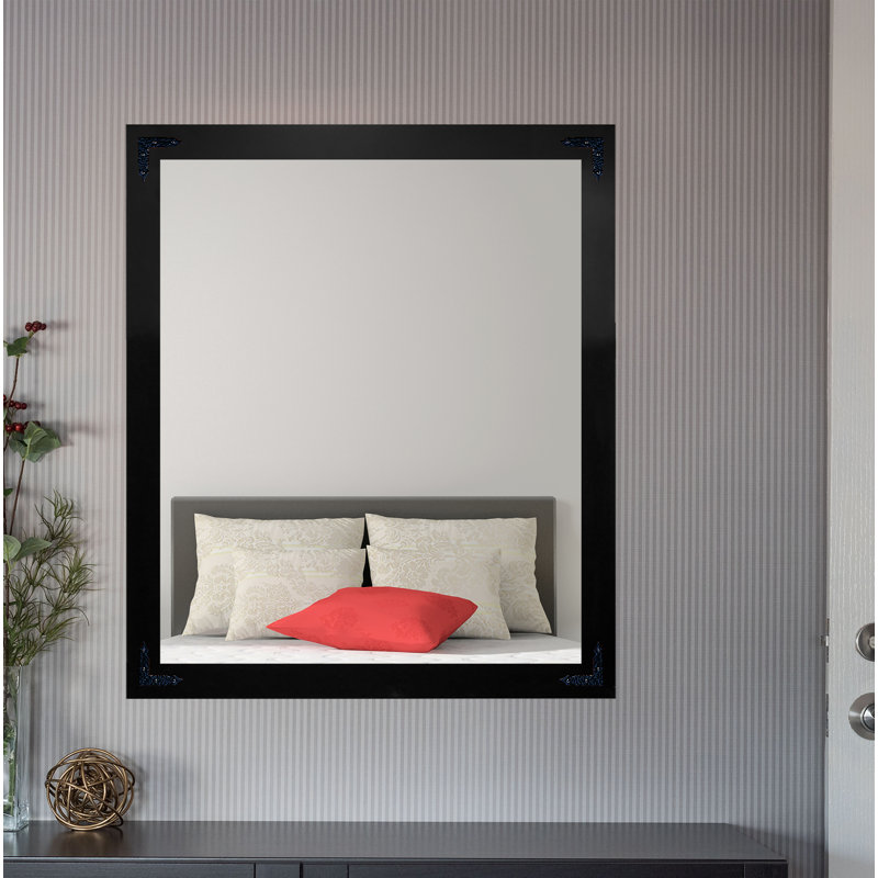 Heavner Flat Wall Mirror, Black, 39.5" H x 35.5" W