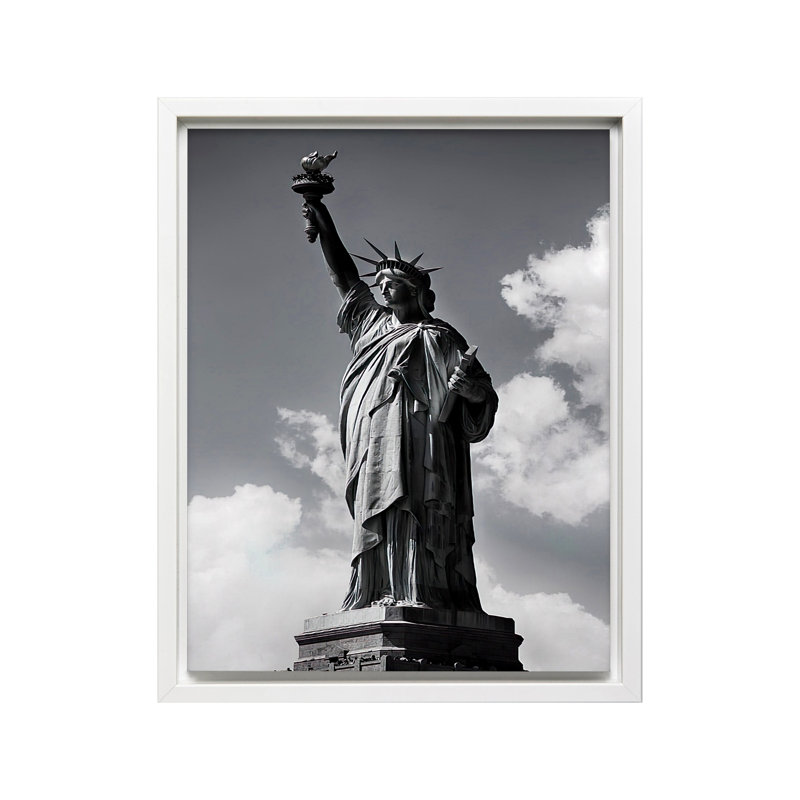 Statue of Liberty, Canvas, 18"H x 24"W, White Framed