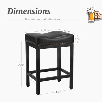 Upholstered Counter Stool With Solid Wood Frame (set Of 4)