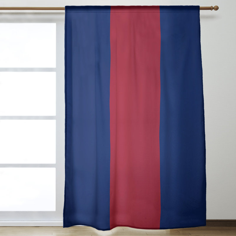 New York Big Sateen Room Darkening Curtain Single Panel, Blue/Red, 84" W x 53" L