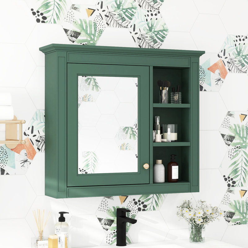 Armoire de salle de bain 30 po x 28 po avec miroir fixé au mur. , 5 tablettes et plus, miroir mural de qualité. 28 po, design moderne