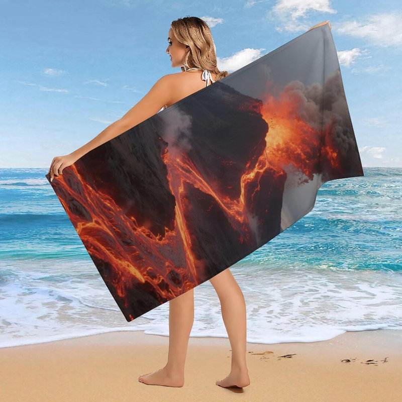 Quick Dry Microfiber Volcano Beach Towel, 32 x 63 in