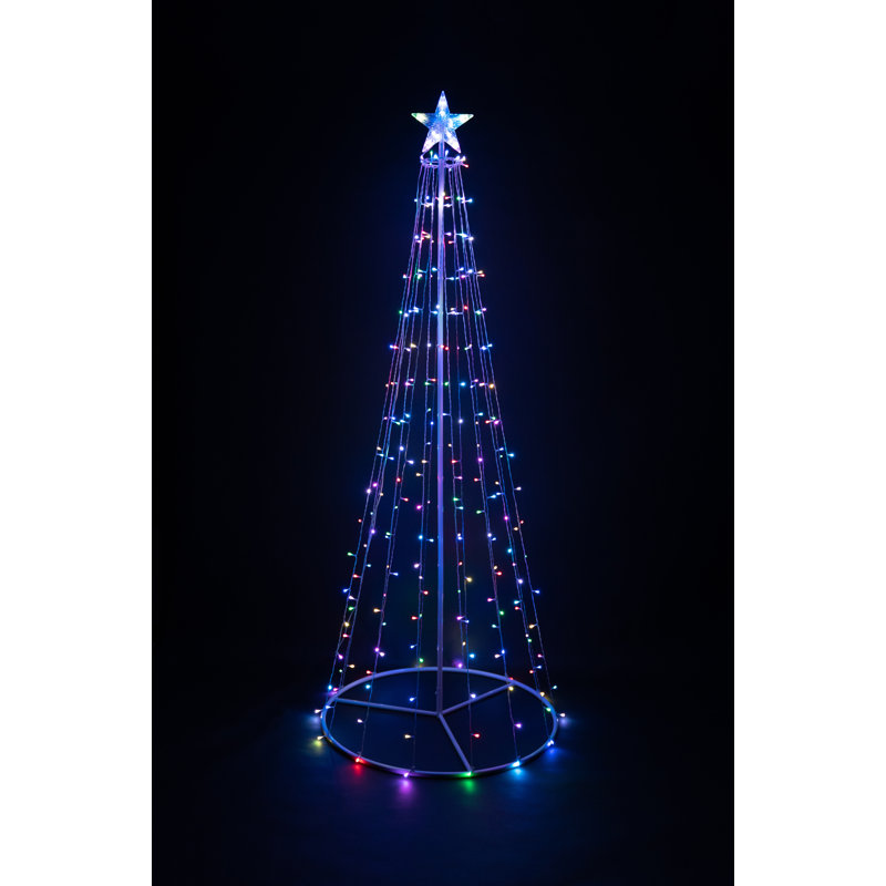 82.67'' Christmas Tree Multi-Function Lighted Display LED Tree with Star, Red/Green/Blue
