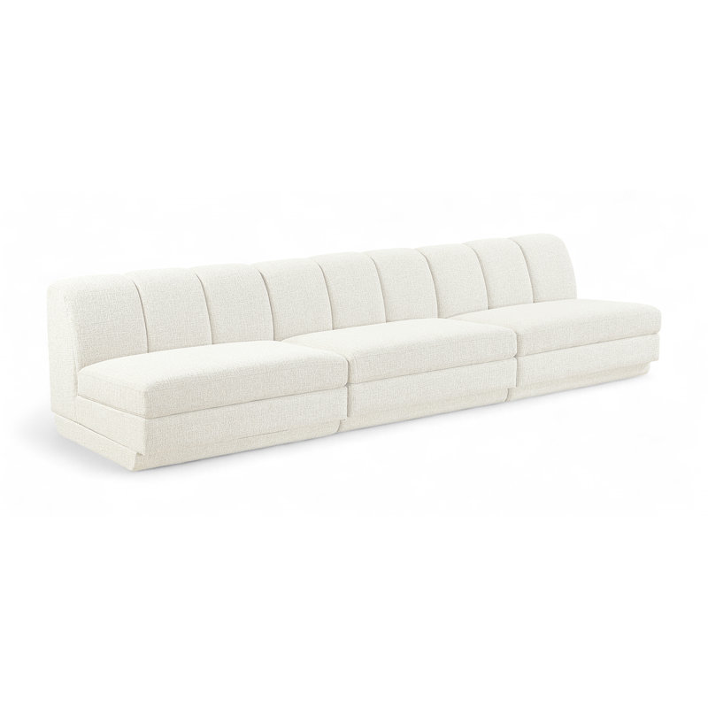 Tissu Chiquita rembourré 3 pièces Canapé modulaire, Crème