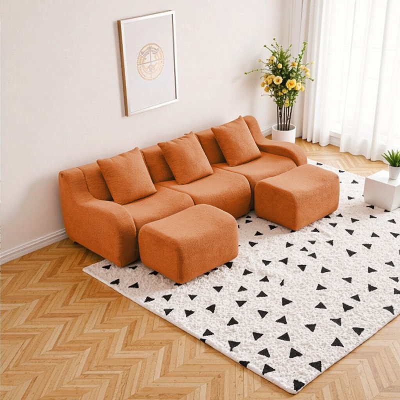 Ensemble de canapé modulaire, anti-dérapant et confortable Cloud, Orange