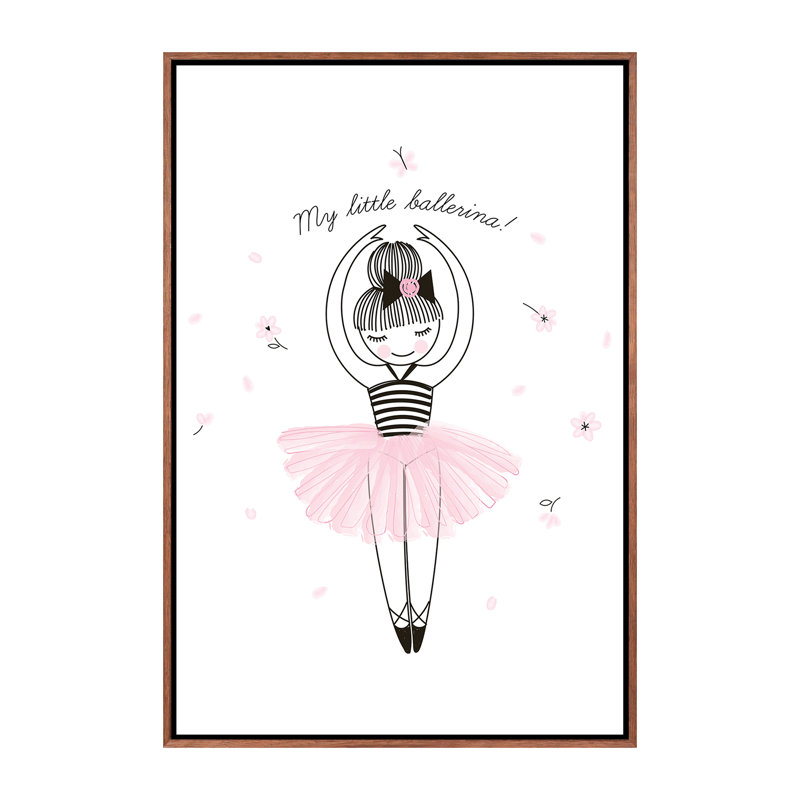 My Little Ballerina - impression d'art graphique, H 60 po x l 40po x P 1,5 po, Toile avec cadre brun, Pas de tapis