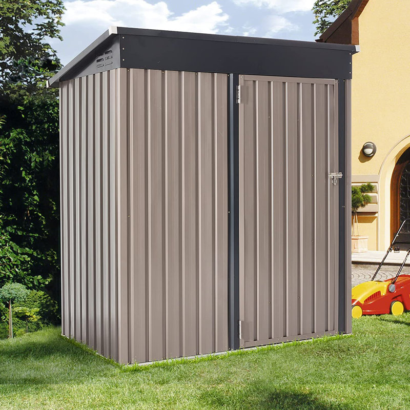 5 ft. W x 3 ft. D Metal Lean-To Storage Shed, Gray