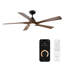 Ventilateur de plafond intelligent d'intérieur / extérieur à 5 pales Zeke avec kit d'éclairage à DEL à température de couleur 2700K-3000K-3500K-4000K-5000K et télécommande inclus, fonctionne avec l'assistant Google, Amazon Alexa, Samsung Smart Things-125304447