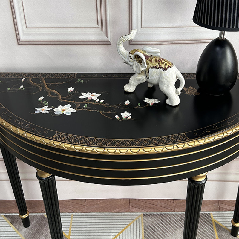 Simple semi-circular console table, Black
