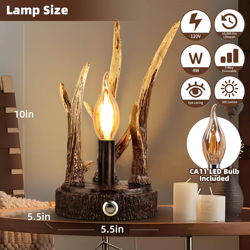 Ensemble de 2 lampes de table Rustic Antler