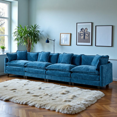 Canapé en chenille l 150 po avec 6 coussins et coussins en mousse Genèveve Genèveve