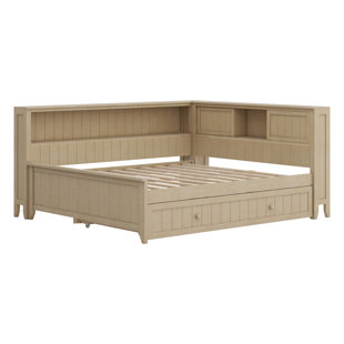 Wood Daybed With Storage Shelves And Trundle