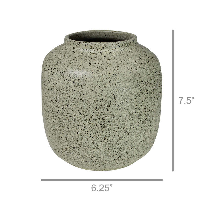 Vase de table en céramique gris / noir 7,5 po
