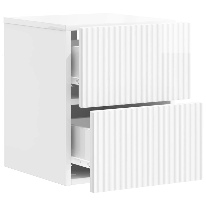 33cm W Manufactured Wood Bedside Table, High Gloss White