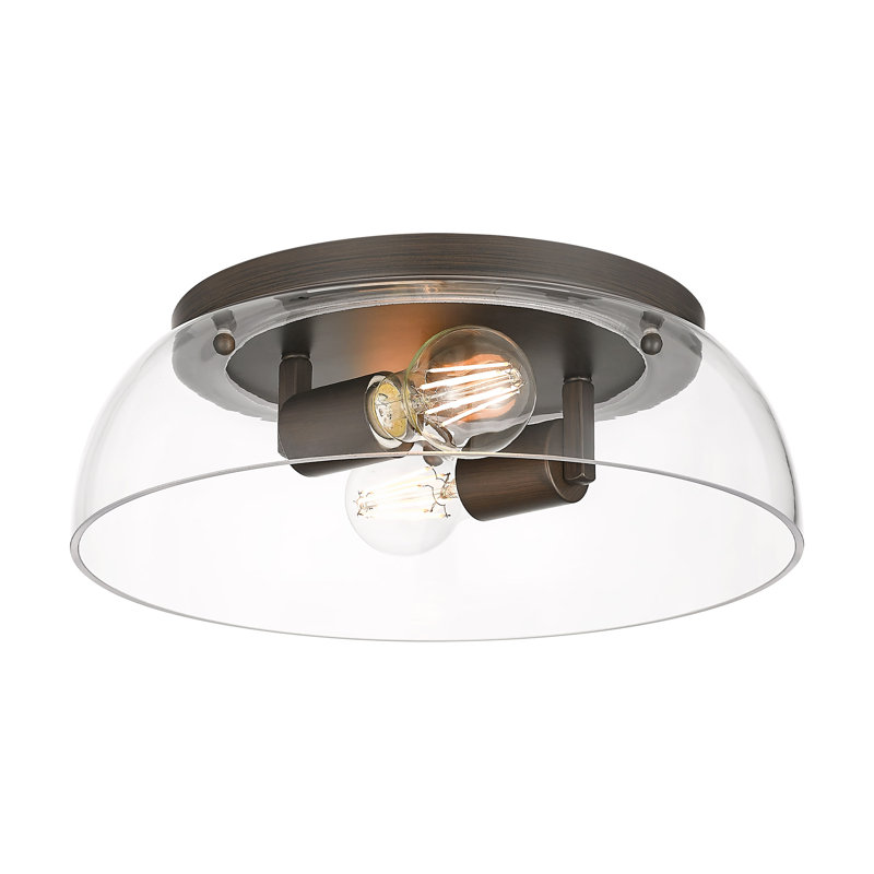 Iftimie 14" Flush Mount with Clear Glass, Rubbed Bronze