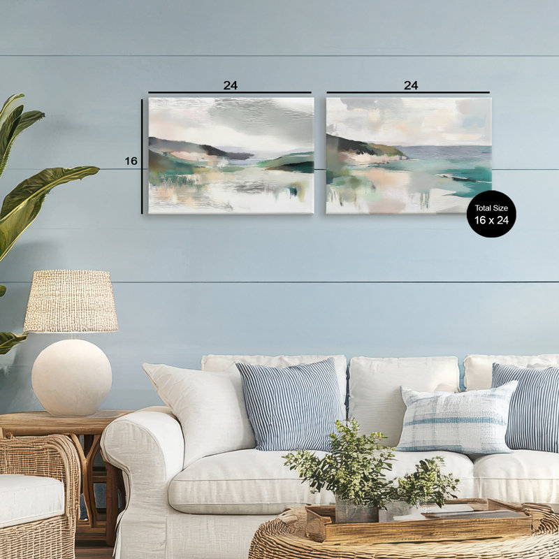 Ensemble de 2 toiles abstraites Wild Rhythms, design par Mona Grace, H 16 po x l 24 po