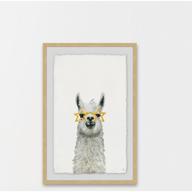 Perham «Yellow Star Llama», reproduction, H 12 po x l 8 po x P 1,5 po, Cadre brun