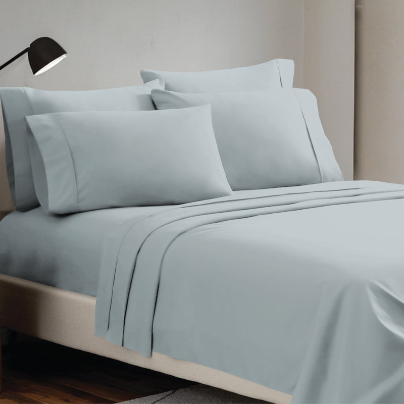 Ensemble de draps 4 pièces Paarizaat 8000 Series, Gris clair, Ensemble de draps pour taille de lit simple avec d