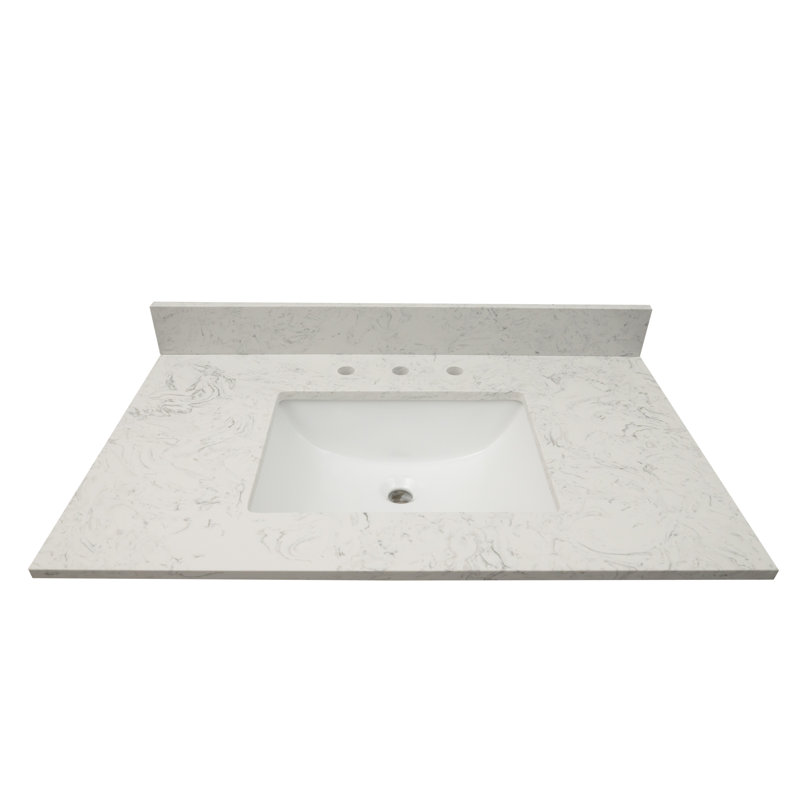 37 in. White Carrara Sky Marble Vanity Top with Undermount Sink