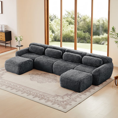 U-shaped Boneless Sofa - 32d High Density Sponge, Ergonomic Design | No Assembly Required, Anti-slip Bottom | Free Combination, Full-compression Vacuum Packaging | Ideal For Living Rooms & Studies