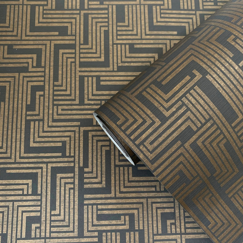 Rouleau de papier peint à motif de labyrinthe géométrique Boutique Shimmery