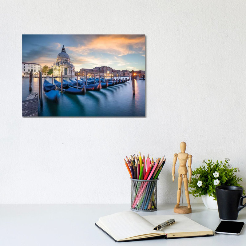 Gondolas In Front Of Santa Maria Della Salute by Jan Becke - Wrapped Canvas Gallery-Wrapped Canvas Giclée