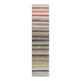 Vintage Geometric Striped Beige Brown And Multicolor Wool Kilim Rug 20027