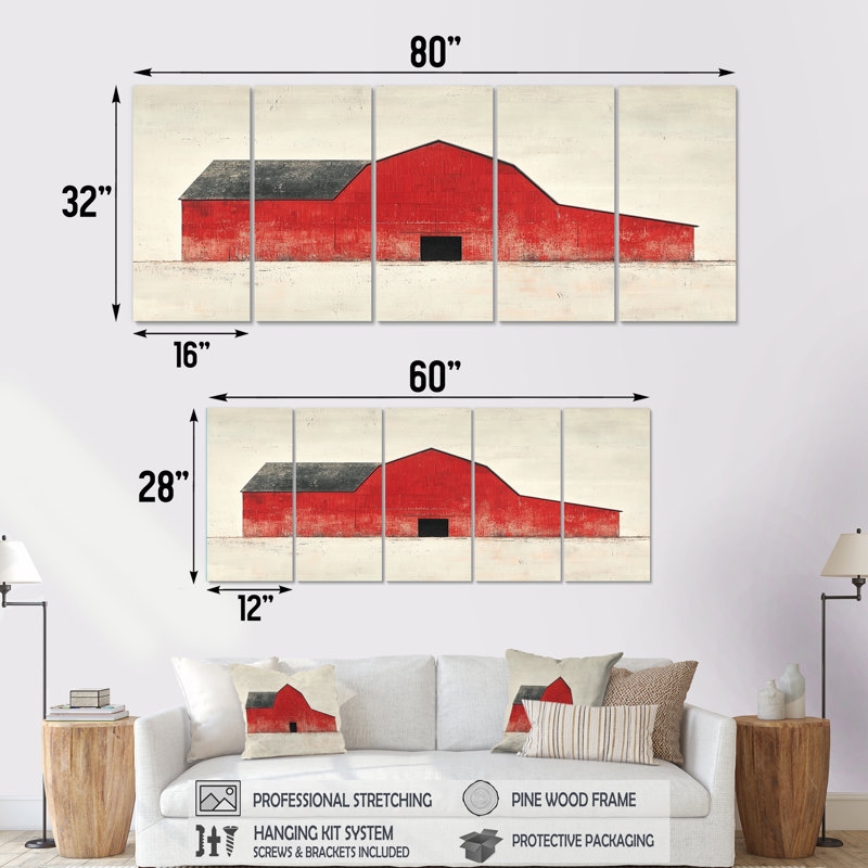 Ensemble de décorations murales rustiques rouges et noires rustiques III, H 32 po x l 80 po