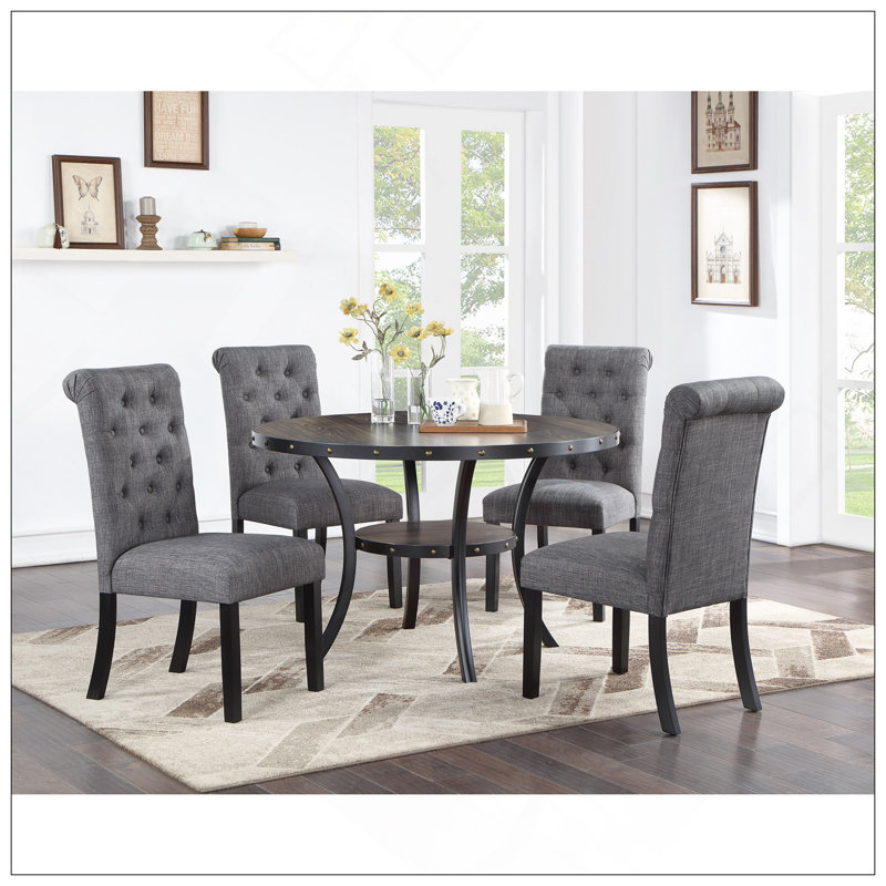Ensemble de 2 chaises de salle à manger en tissu gris anthracite