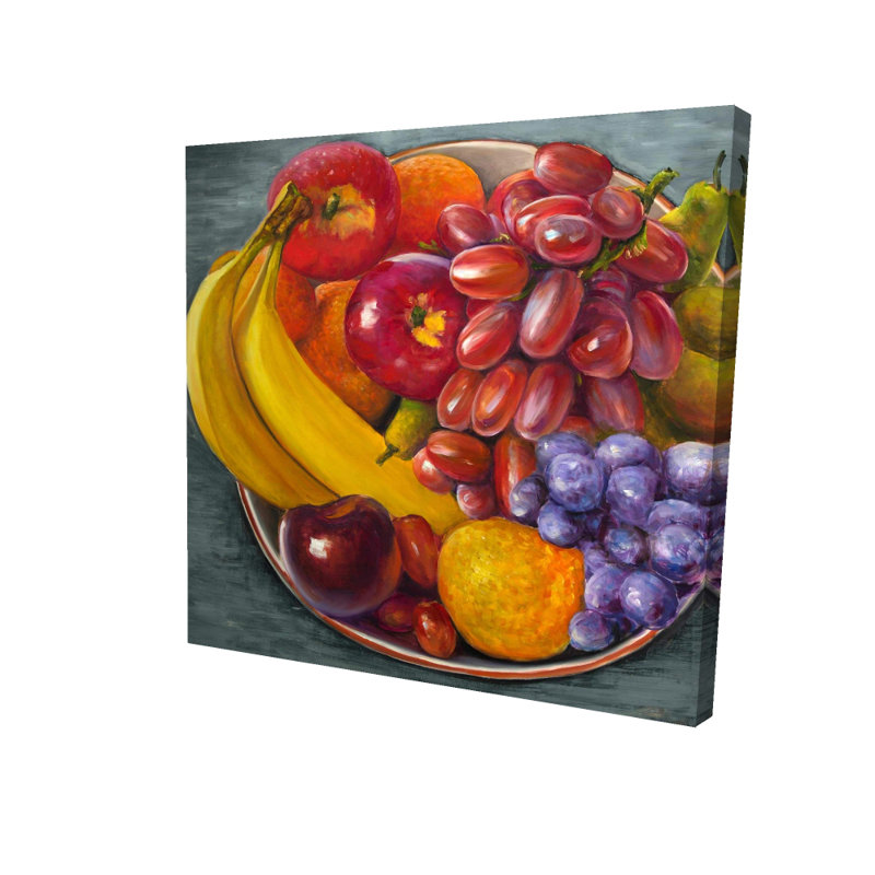 Toile de cuisine grise | Bol de fruits, décoration murale