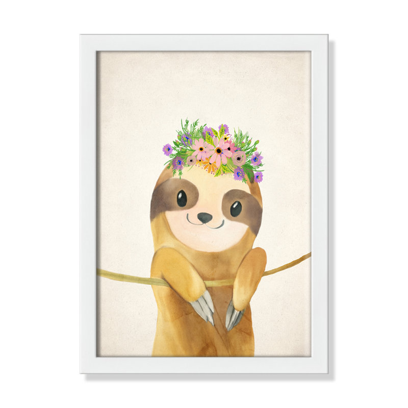 Sloth floral 1, H 15 po x l 11 po x P 1,19 po, Encadré de boîte blanc