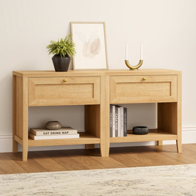 Table de chevet à 1 tiroir Farmhouse - Table de chevet en bois massif, table de bout rustique avec rangement pour chambre