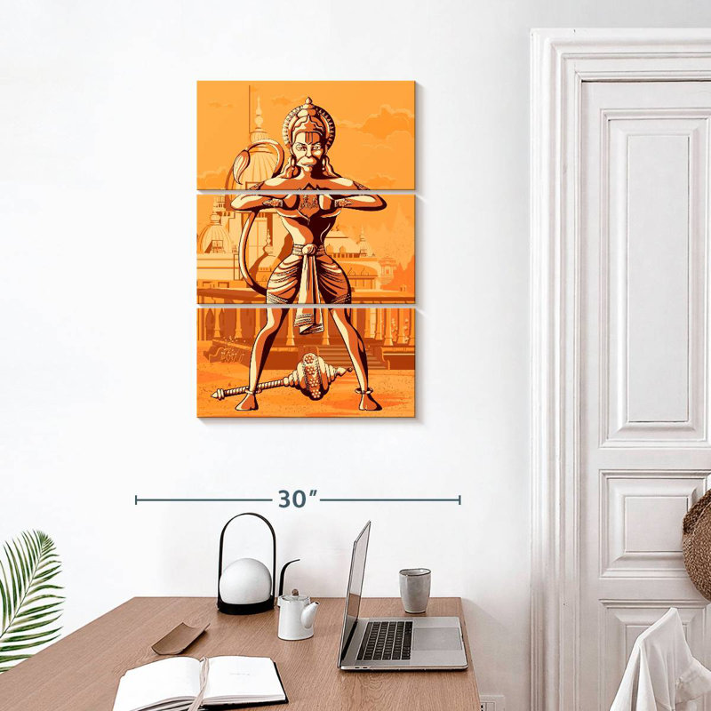 Adella Rama et Sita dans le dieu Hanuman, H 32 po x l 20 po