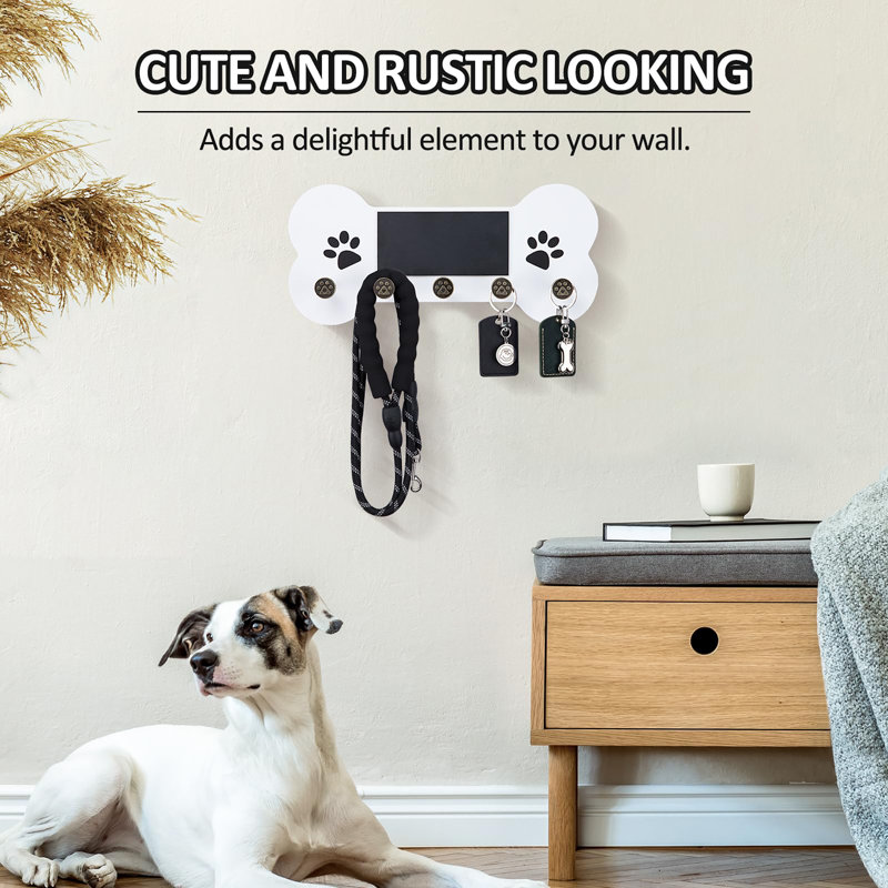 Manufactured Wood Wall Organizer with Key Hooks, White