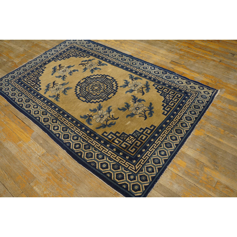 Antique Baotou Chinese Medallion Knotted Rug