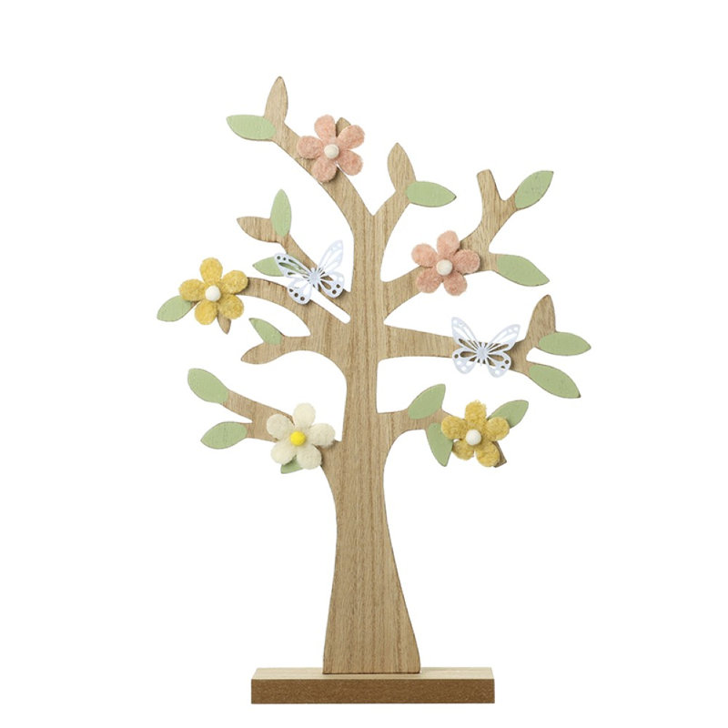 Wooden Tree With Felt Flowers