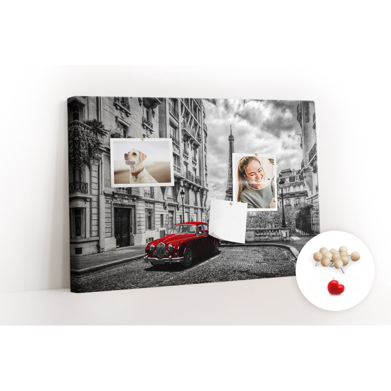 Wall Mounted bulletin board print decorative wall pin board for wall decorative corkboard Old car in city