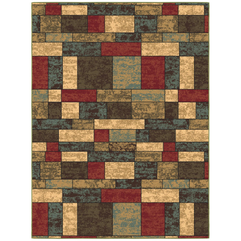 Multicolor Synthetic Non-Slip 5' x 6'6" Area Rug