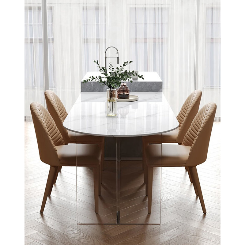 Table de salle à manger irrégulière italienne de luxe en pierre frittée, H 29,53 po x l 70,87 po x P 31,50 po