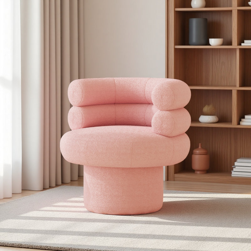 Fauteuil d'appoint pivotant 360 ° Fauteuil pivotant rond Fauteuil demi-tonneau pour salon, chambre à coucher ou petit espace