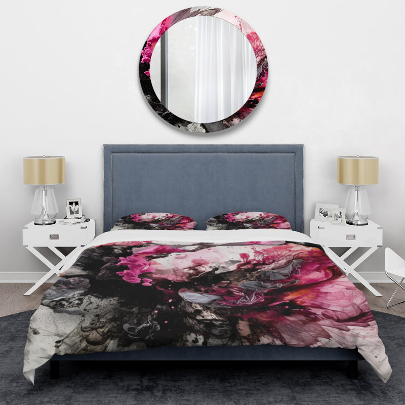 Ensemble de housse de couette en microfibre / polyester noir or et marbre V Splash