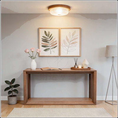 60 Inch Rectangular Solid Wood Veneer Console Table with Ample Storage, Ideal for Entryways and Living Rooms