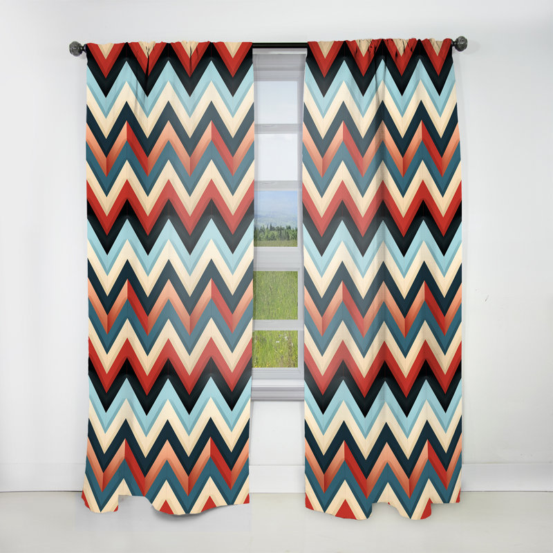 Motif à chevrons multicolores Urban I - Chevron - Rideau obscurcissant - 1 panneau, L 52 po x L 108 po