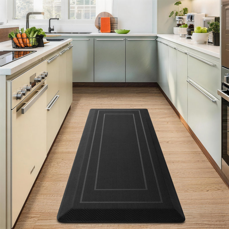 Tapis de cuisine en mousse à haute densité, imperméable et antidérapant 9/10 po, Noir, L 48 po x l 20 po