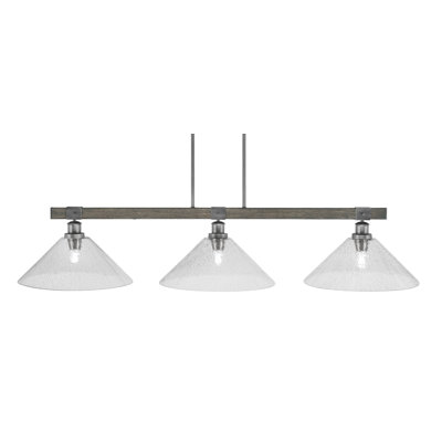 Bitner 3 Light Bar - Look Metal Finish With 16" Smoke Bubble Glass