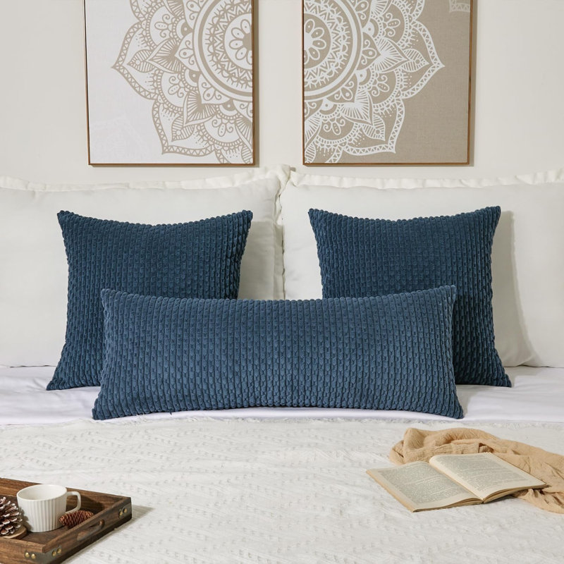 14X36 Inch Long Lumbar 1 Pack Boho Decorative Throw Pillow Cover, Blue